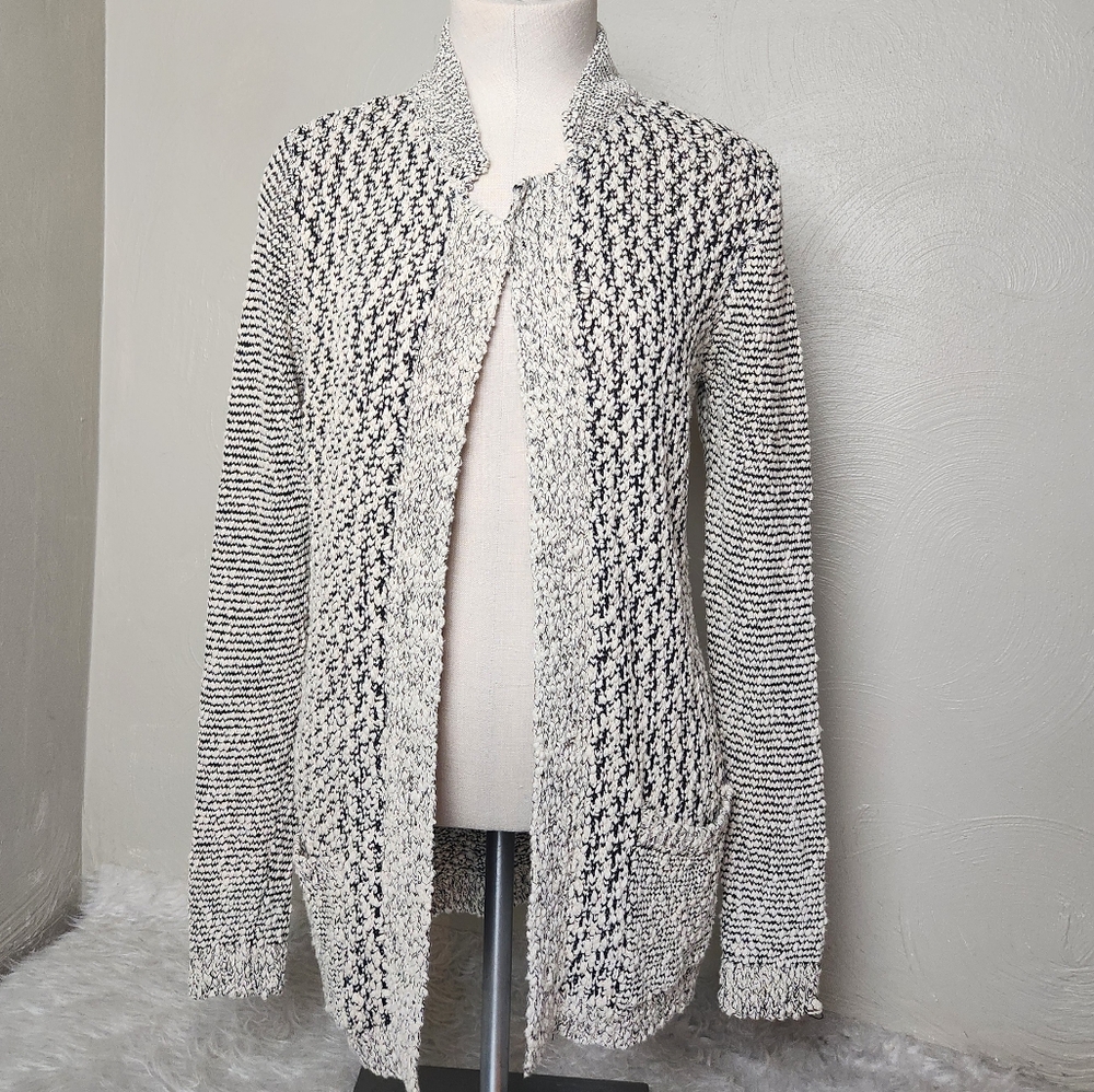 Skies are Blue Ollie textured cardigan coatigan sweater stitch fix cream blk XS